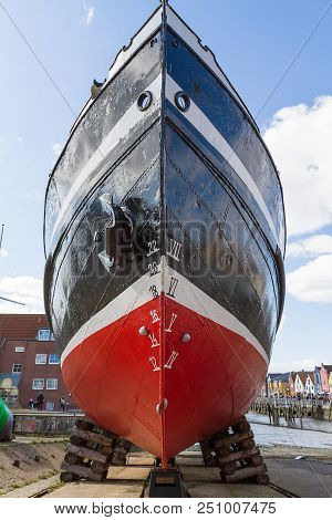 Ship In Port Waiting For Maintenance, Nordstrand, Schleswig-holstein, Germany