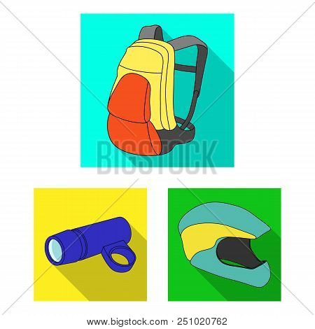 Bicycle Outfit Flat Icons In Set Collection For Design. Bicycle And Tool Vector Symbol Stock  Illust