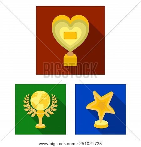 Film Awards And Prizes Flat Icons In Set Collection For Design. The World Film Academy Vector Symbol
