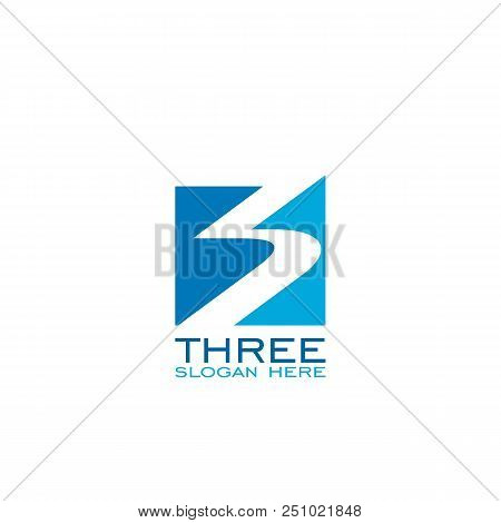 Three Logo Design, 3 Number Logo. Square Design.