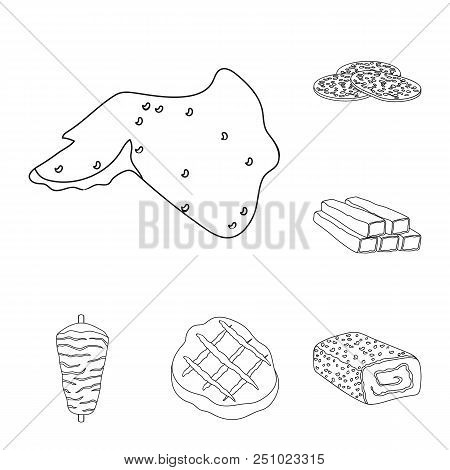 Different Meat Outline Icons In Set Collection For Design. Meat Product Vector Symbol Stock  Illustr