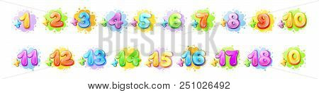 Cartoon Kids Age Limit Sign Set. Children Restriction Stamps, Adhesive Stickers Movie, Game App Cont