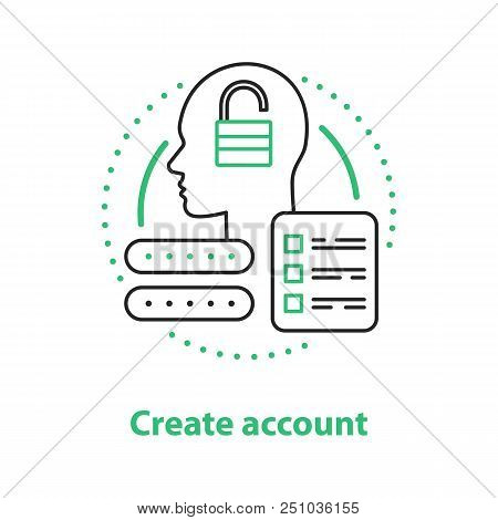 Account Creating Concept Icon. New User Registration Idea Thin Line Illustration. Profile Adding. Ve