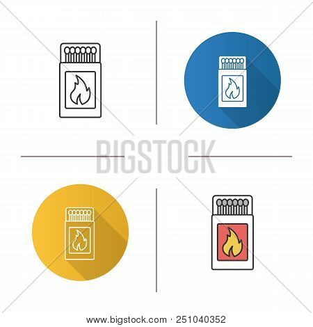 Open Matchbox With Matchsticks Icon. Flat Design, Linear And Color Styles. Isolated Vector Illustrat