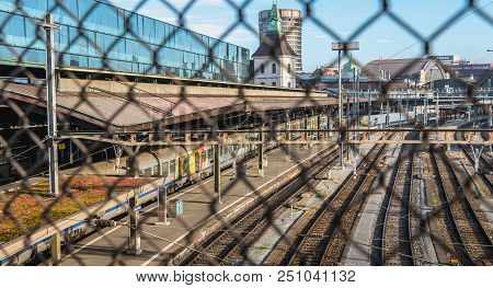 View Of The Basel Train Station And Its Platforms