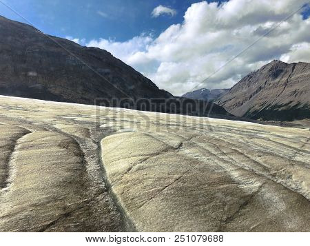 Athabasca Glaciers In 2018. Close To Jasper, Alberta, Canada
