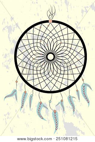 Dream Catcher Boho Native American Indian Talisman Dreamcatcher. Clothes Ethnic Tribal Design. Magic