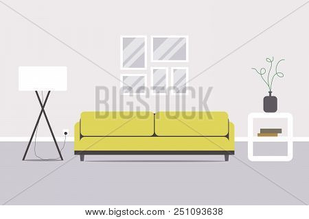 Living Room Design. Flat Style. Vector Illustration.
