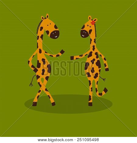 Cartoon Giraffes Character. African Hand Drawn Animals.