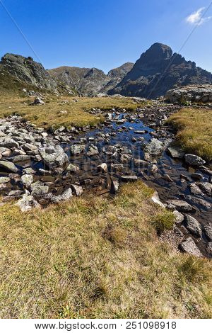 Amazing Landscape Of Orlovets Peak And Mountain River, Rila Mountain, Bulgaria