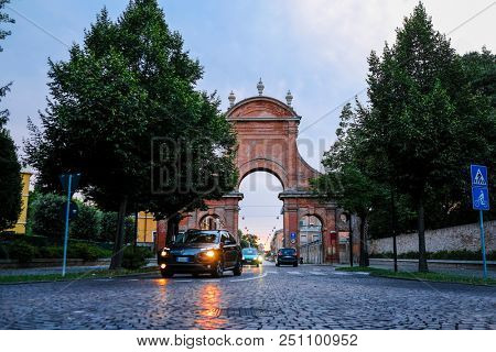 Ferrara, Italy - July, 23, 2018: evening traffic in Ferrara, Italy