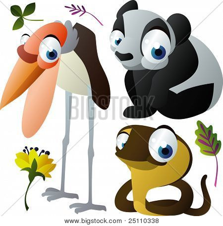 vetor animais: marabu, panda, cobra