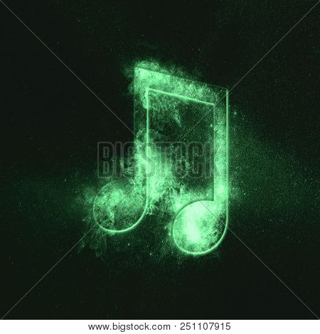 Beamed Eight Music Note Symbol. Green Symbol