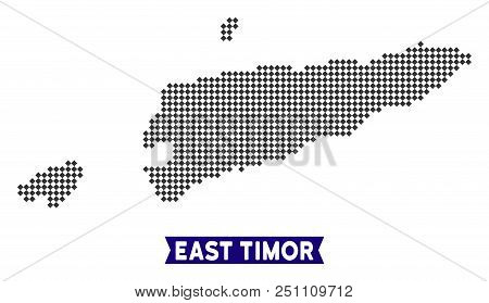 Dot East Timor Map. Vector Territory Map In Dark Gray Color. Dots Have Rhombic Form.