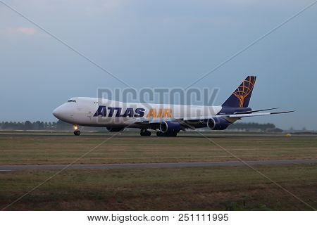 Amsterdam The Netherlands - July 26th 2018: N854gt Atlas Air Boeing 747-8f Takeoff From Polderbaan R