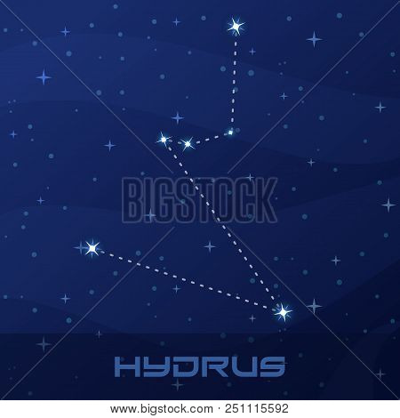 Constellation Hydrus, Water Snake Night Star Sky Poster, Flyer Advertisement