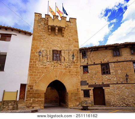 Rubielos de Mora San Antonio Portal door in Teruel Spain located at Gudar Javalambre Sierra