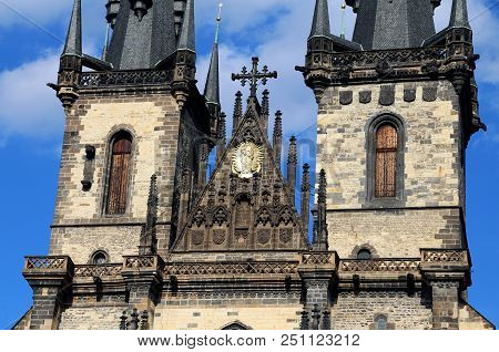Detail Of Church Of Our Lady Before Tyn In Prague Czech Republic
