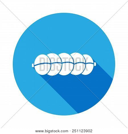 Boiled Sausage Illustration Icon With Long Shadow. Element Of Meat Product Icon For Mobile Concept A