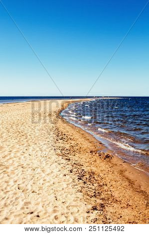 The Beach At Kalajoki, Finland Is Famous For These Long Sandbanks And Shallow Waters. The Place Is C