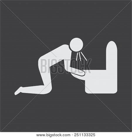 Nausea Or Vomit Male Vector Icon.  Hangover Concept. Medicine Side Effect.