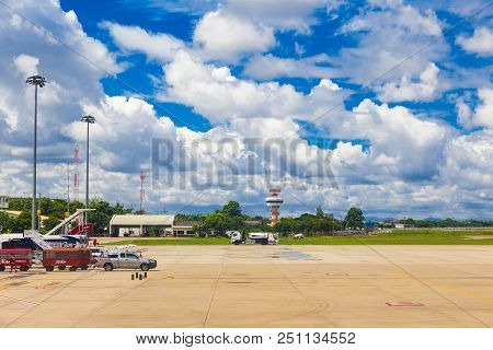Chiang Mai, Thailand - 28 June 2018 - Empty Aircraft Parking Area Of Chiang Mai Interternational Air