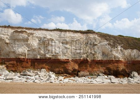 Quarry White Stones Near Beach. Incredible Rock Formations. Backgrounds And Textures. Holliday Conce