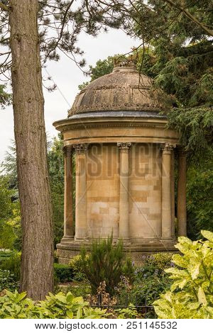 Jephson Memorial In Autumn Day With Lush Planting Flowers In Jephson Gardens, Royal Leamington Spa, 