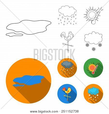 Rain, Snow, Heat, Weathervane. The Weather Set Collection Icons In Outline, Flat Style Vector Symbol