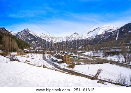 Panticosa snow skyline in Huesca Pyrenees of Spain