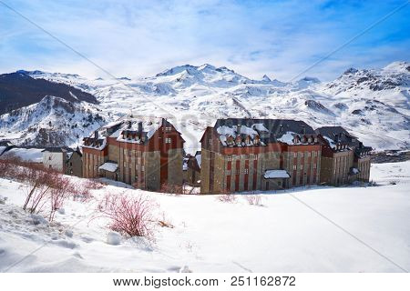 Formigal ski area skyline in Huesca Pyrenees of Spain