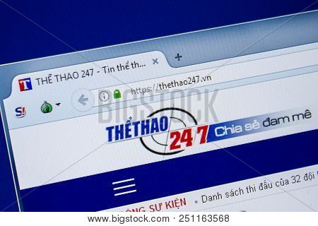 Ryazan, Russia - July 24, 2018: Homepage Of Thethao247 Website On The Display Of Pc. Url - Thethao24