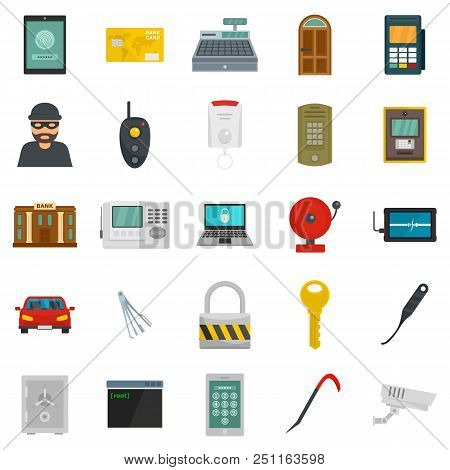 Burglar Robber Mugger Plunderer Icons Set. Flat Illustration Of 25 Burglar Robber Mugger Plunderer V