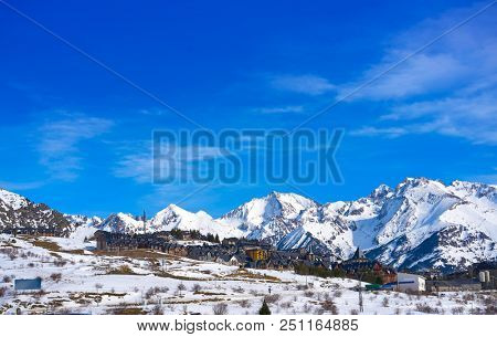 Formigal ski area skyline in Huesca Pyrenees of Spain