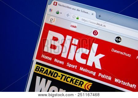 Ryazan, Russia - July 24, 2018: Homepage Of Blick Website On The Display Of Pc. Url - Blick.ch