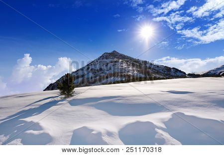 Cerler Ampriu mountain in Pyrenees of Huesca in Spain