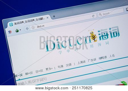 Ryazan, Russia - July 24, 2018: Homepage Of Dict Website On The Display Of Pc. Url - Dict.cn