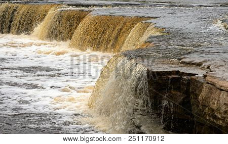 Small Waterfall On Tosna River In Leningrad Region, Russia.