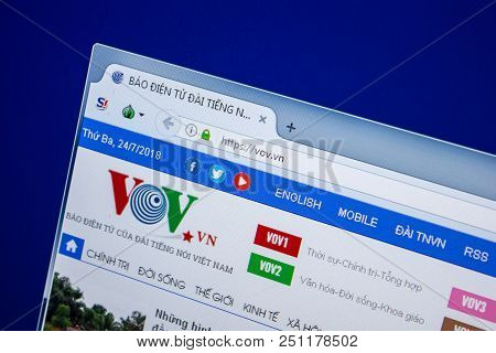 Ryazan, Russia - July 24, 2018: Homepage Of Vov Website On The Display Of Pc. Url - Vov.vn
