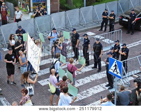 Protests In Front Of Polish Senate And Parliament, July 24, 2018, Warsaw, Poland