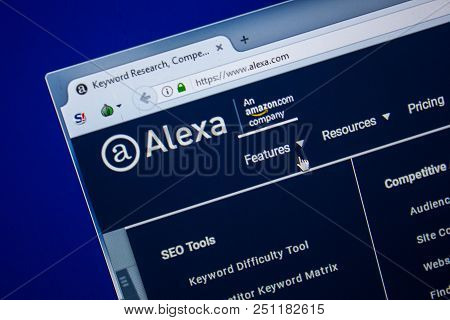 Ryazan, Russia - July 24, 2018: Homepage Of Alexa Website On The Display Of Pc. Url - Alexa.com