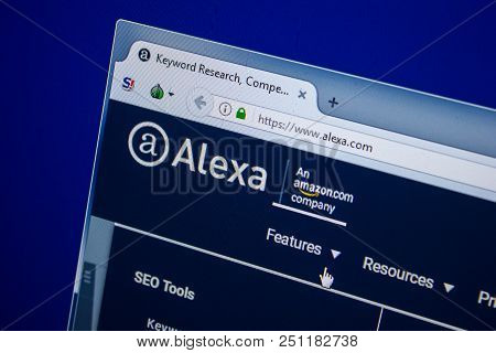 Ryazan, Russia - July 24, 2018: Homepage Of Alexa Website On The Display Of Pc. Url - Alexa.com