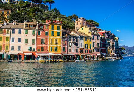 Portofino, Italy, March 27, 2015 - View Of Portofino, An Italian Fishing Village, Genoa Province, It