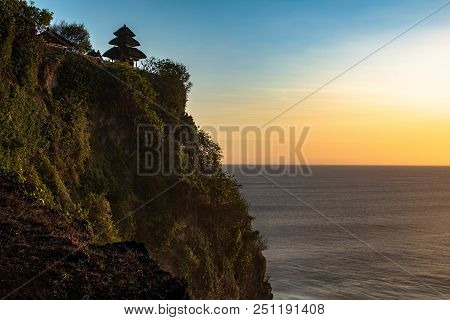 Beautiful Sunset At Cliff Uluwatu Temple On Bali Indonesia