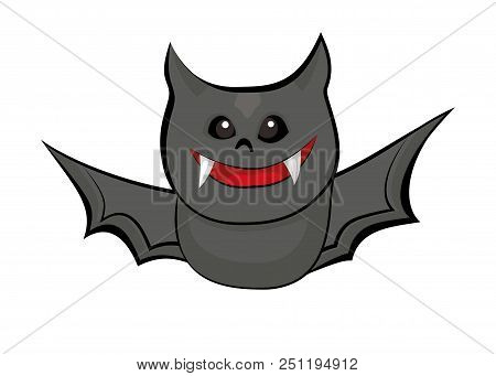 Halloween Bat. Vector Hand Drawn Illustration Isolated On White Background