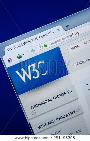 Ryazan, Russia - July 25, 2018: Homepage Of W3 Website On The Display Of Pc. Url - W3.org