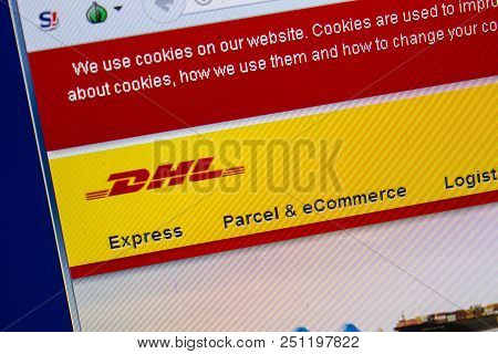 Ryazan, Russia - July 25, 2018: Homepage Of Dhl Website On The Display Of Pc. Url - Dhl.com