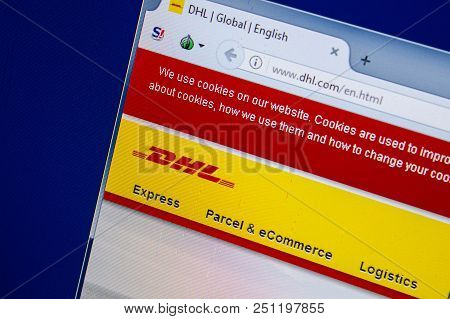 Ryazan, Russia - July 25, 2018: Homepage Of Dhl Website On The Display Of Pc. Url - Dhl.com