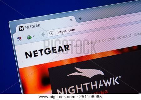Ryazan, Russia - July 25, 2018: Homepage Of Netgear Website On The Display Of Pc. Url - Netgear.com