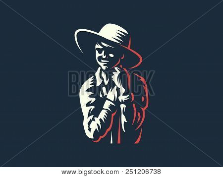 Woman Farmer With Basket Of Vegetables And Fruits. Vector Illustration.